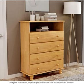 Cômoda Para Quarto 4 Gavetas E 1 Nicho ônix Mel 04 - Straub Web