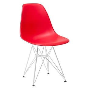 Cadeira Eames Eiffel Dkr Com Base De Metal Cromado Vermelho Vermelho