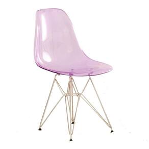 Cadeira Eames Eiffel Dkr Com Base De Metal Cromado Roxo Translúcido Roxo Translúcido