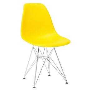 Cadeira Eames Eiffel Dkr Com Base De Metal Cromado Amarelo Amarelo