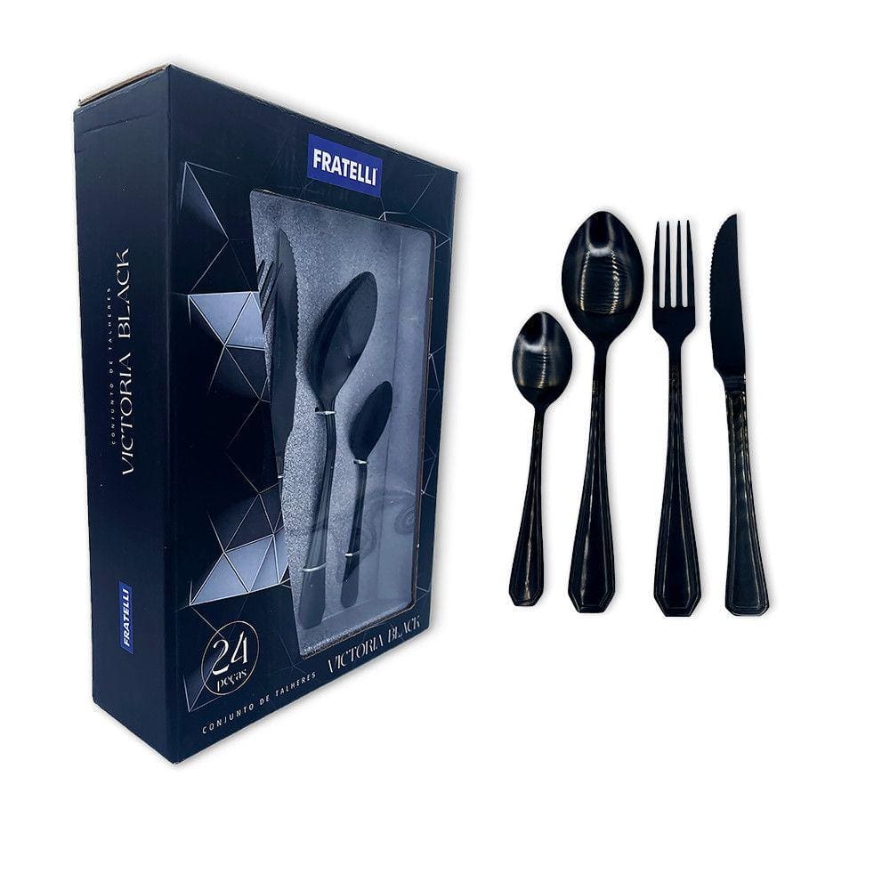 Kit Faqueiro Inox 24 Peças Talheres Luxo Black