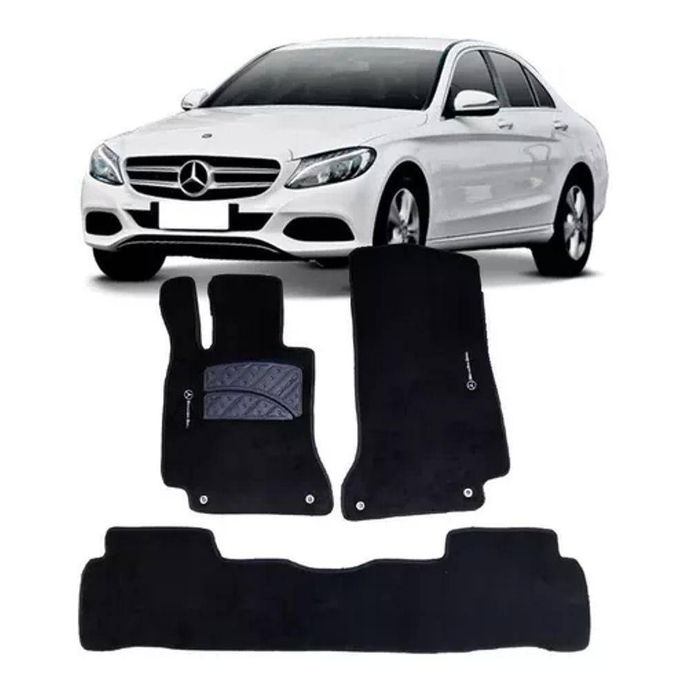 Jogo Tapete Carpete com Bordado Mercedes C180 Sedan 2018 Preto