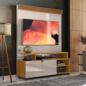Home Para Sala De Estar 60 Polegadas Off White Perolizado E Marrom Berlim Lukaliam