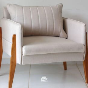 Poltrona decorativa para sala madeira maciça - Milão - Bianchi Móveis