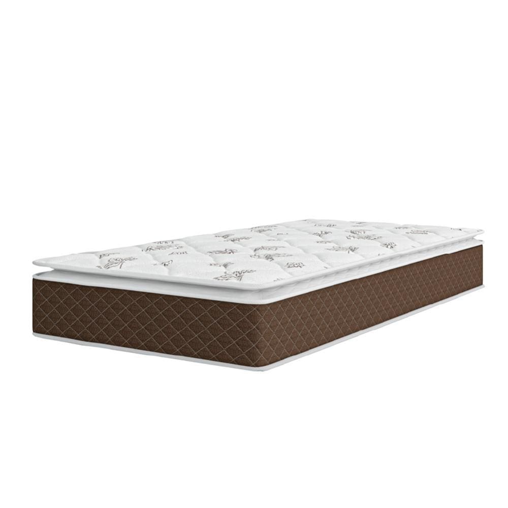 Colchão Solteiro Molas Ensacadas Pillow Top Martino 88x188x25cm Marrom/Branco Umaflex - Suporta até 120kg por Pessoa