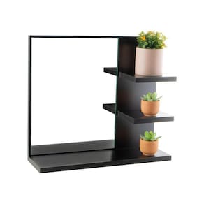 Espelho Para Banheiro Com Armário Preto Nice 40Cm
