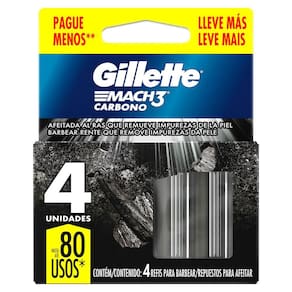 Carga Gillete Mach3 Carbono c/ 4 Unidades Leve Mais Pague Menos