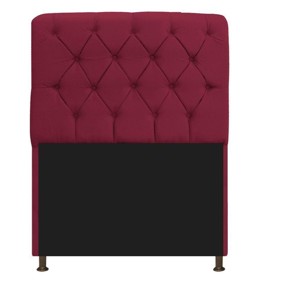 Cabeceira Estofada Lady 90 Cm Solteiro Com Capitonê Suede - Doce Sonho Móveis Bordô
