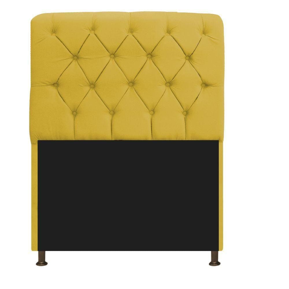 Cabeceira Estofada Lady 90 Cm Solteiro Com Capitonê Suede - Doce Sonho Móveis Amarelo