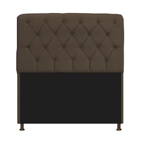 Cabeceira Estofada Lady 140 Cm Solteiro Com Capitonê Suede - Doce Sonho Móveis Marrom