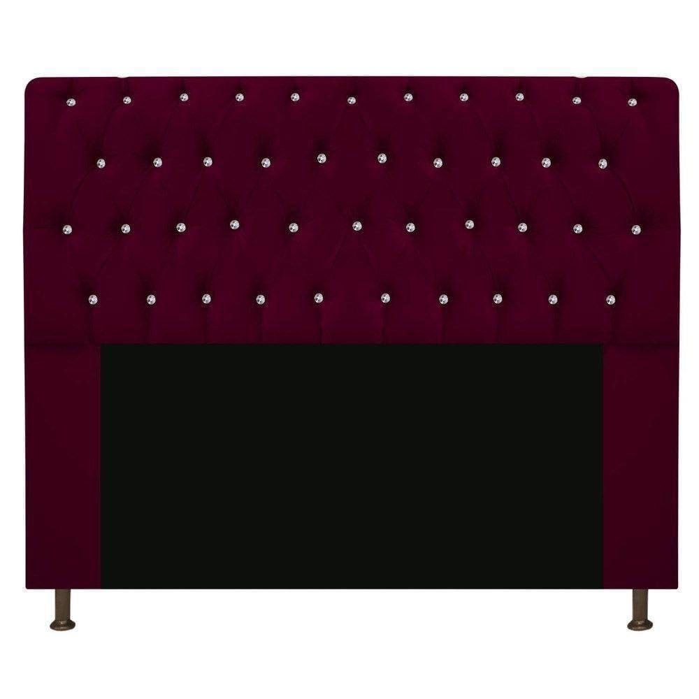 Cabeceira Estofada Lady Com Strass 160 Cm Queen Size Suede - Doce Sonho Móveis Bordô