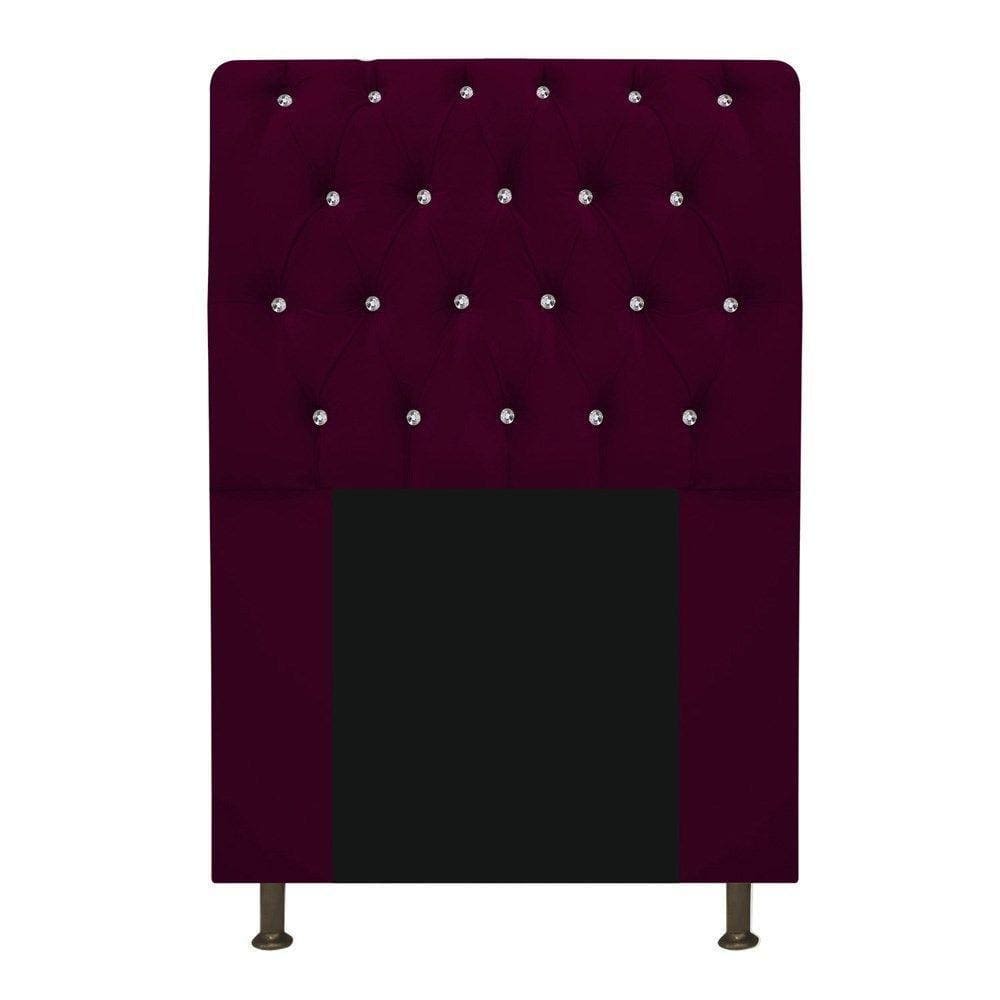 Cabeceira Estofada Lady Com Strass 90 Cm Queen Size Suede - Doce Sonho Móveis Bordô