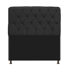 Cabeceira Estofada Lady 160 Cm Queen Size Com Capitonê Suede - Doce Sonho Móveis Preto