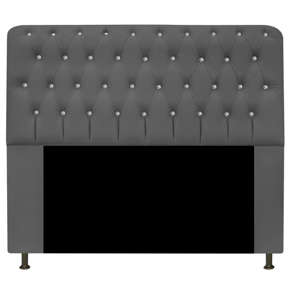 Cabeceira Estofada Lady Com Strass 160 Cm Queen Size Corano - Doce Sonho Móveis Cinza