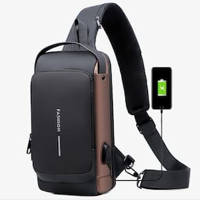 Mini Mochila Transversal Masculina De Peito Diagonal + Usb
