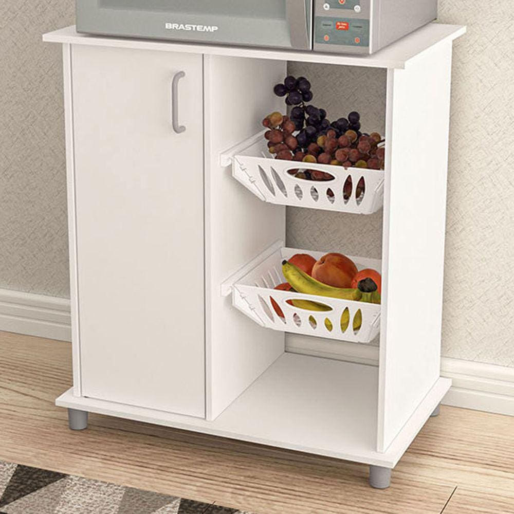 Armário De Cozinha Para Micro-ondas Com Fruteira Planaltina 1 Porta Branco - Pnr Móveis