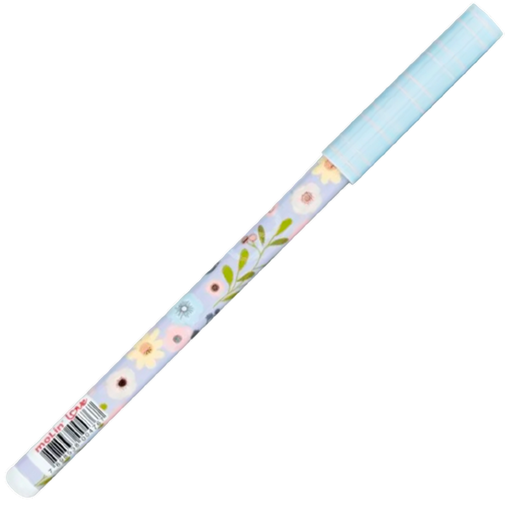 Caneta esferográfica escrita azul 1.0mm Flowers Lilás Molin