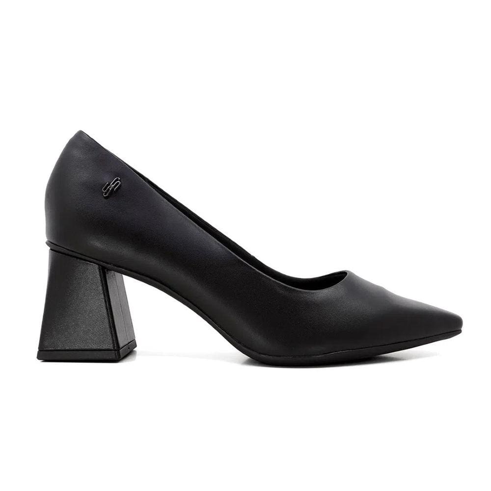Scarpin Usaflex Feminino Casual Salto Bloco Couro Bico Fino AI1303