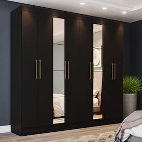Guarda Roupa Casal 8 Portas 4 Gavetas com Espelho Paris Casa 812