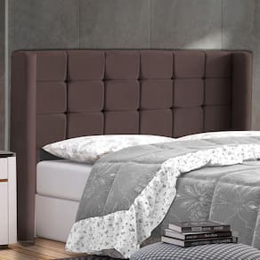 Cabeceira Cama Box Casal Queen Size Gioconda 160cm Com Frame Veludo Marrom - Abmaza