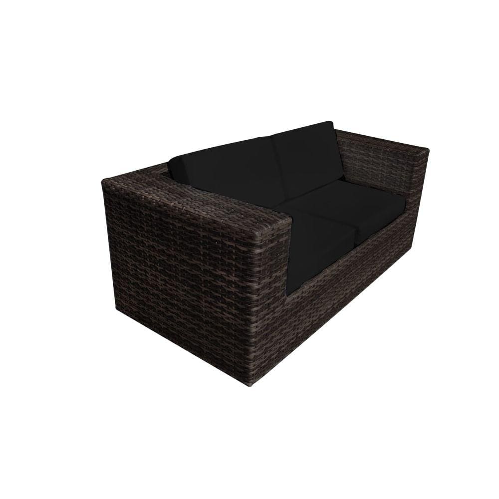 Namoradeira Copacabana Quadrada em Junco Almofada Preta - Café