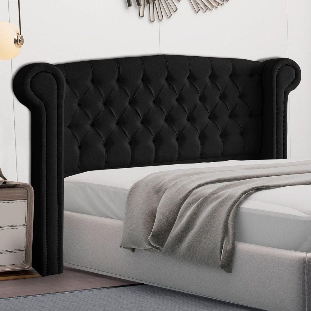 Cabeceira Cama Box Casal Adelle 140cm Com Frame Suede Preto - Abmaza