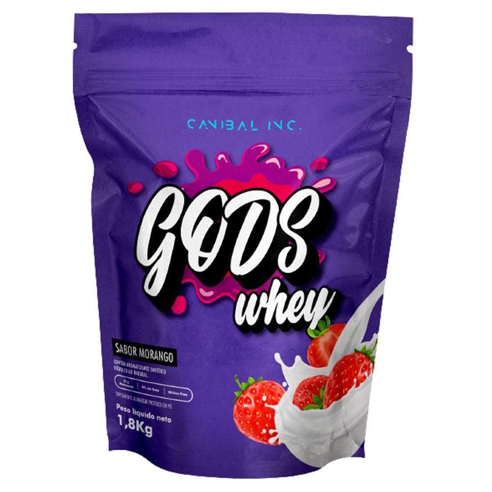 Gods Whey 1.8Kg Morango - Canibal Inc Morango 1,8 Kg