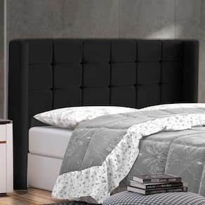 Cabeceira Cama Box Casal King Size Gioconda 195cm Com Frame Veludo Preto - Abmaza