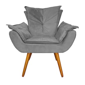 Poltrona Decorativa Estofada Para Sala de Estar Apolo Suede Cinza - LM DECOR