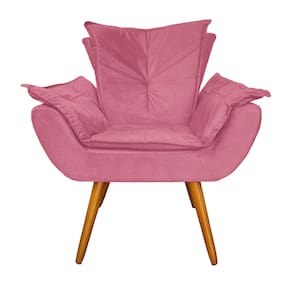 Poltrona Decorativa Estofada Para Salão de Beleza Apolo Suede Rosa Barbie - LM DECOR