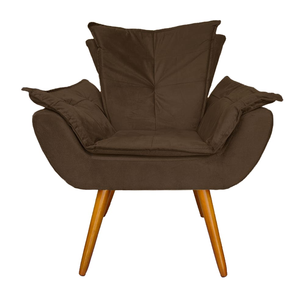 Poltrona Decorativa Estofada Para Sala de Estar Apolo Suede Marrom - LM DECOR