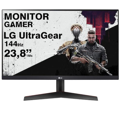 imagem-Monitor Gamer 144Hz 1ms LG Ultragear Fhd 23,8 HDR Freesync HDMI DP IPS HDR Freesync Premium Preto - 24GN60R-B