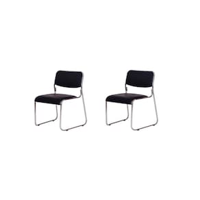 Kit 2 Cadeiras de escritório interlocutor fixa com base cromada W-21 Preta