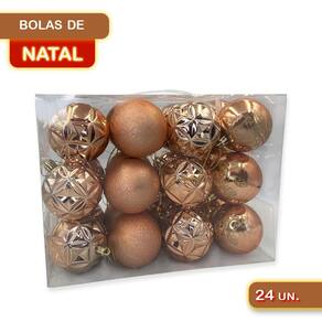 Kit Bolas Enfeite de Natal Decoração para Árvore - 24 unidades