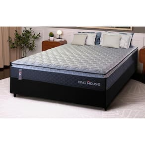 Conjunto Cama Box Casal Dakota Preto 138x188x57 Espuma D33