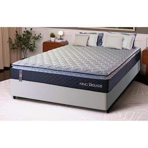 Conjunto Cama Box Casal Dakota Preto 138x188x57 Espuma D33