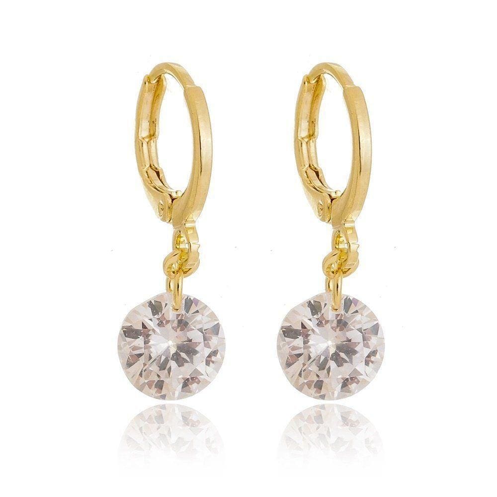 Brinco Argola Click eCristal Banhado A Ouro 18k Cristal