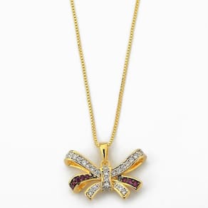 Colar Laço Cravejado Zircônia Banhado Ouro 18k