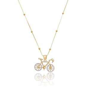 Colar Pingente Bicicleta Banhado Ouro Cravejado Zircônia Banhado Ouro 18k