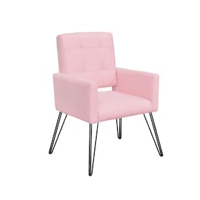 Poltrona Decorativa Para Sala de Espera Pés de Ferro Camila Corano Rosa Bebe - LM DECOR