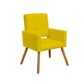 Poltrona Cadeira Camila Clinica Escritório Recepção Consultório Suede Amarelo - LM DECOR