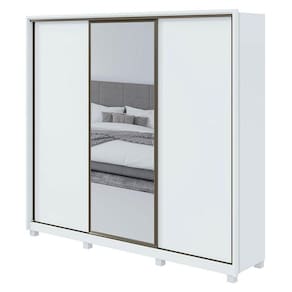 Guarda Roupa Casal Spazio 270 Branco Brilho com Espelho e Pés - Lopas