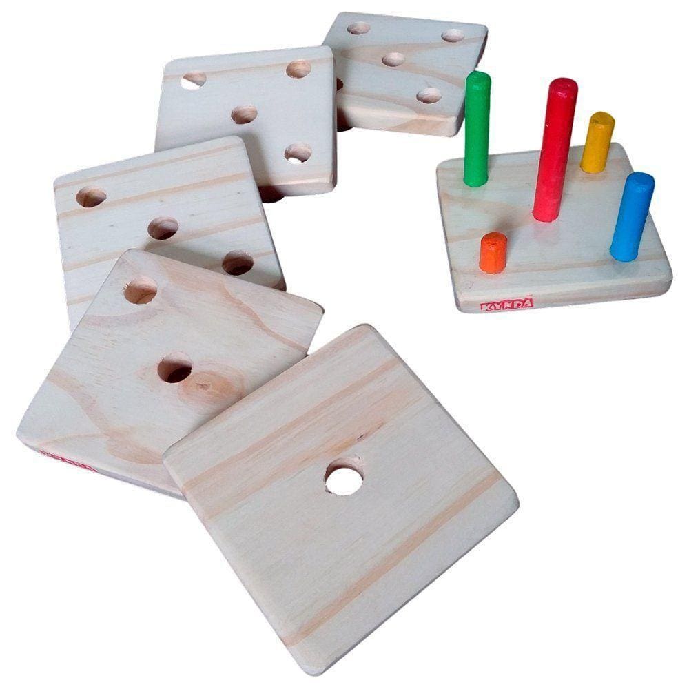 Jogo Quebra Cabeça De Pinos - Madeira - Kits E Gifts