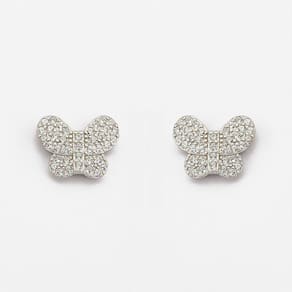 Brincos Borboleta Prata 925 Cravejados Com Zircônias - Cristal