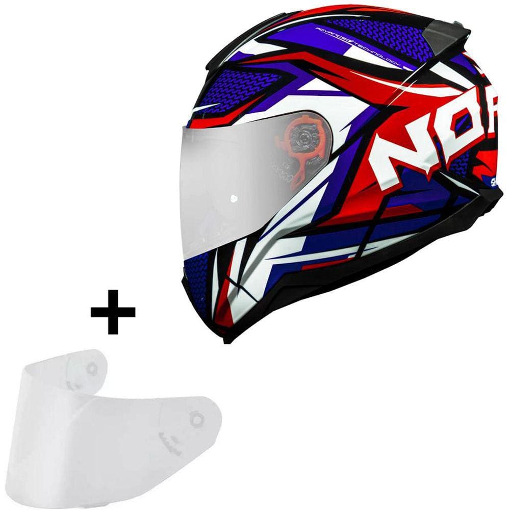 Capacete Masculino Norisk Razor Sharp Azul Viseira Prata