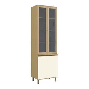 Paneleiro Porta De Vidro Nova Dubai Louro Freijo Champan