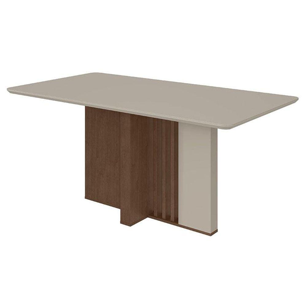 Mesa de Jantar Astrid 170 cm Imbuia Clean Off White Tampo com Vidro - Lopas