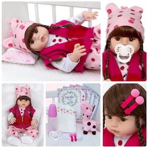 Boneca Bebê Reborn Realista Menina Girafinha Com 15 Itens