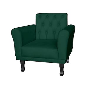 Poltrona Estofada Com Capitone Para Salão de Beleza Classic Suede Verde - LM DECOR