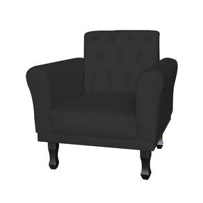 Poltrona Estofada Com Capitone Para Salão de Beleza Classic Corano Preto - LM DECOR